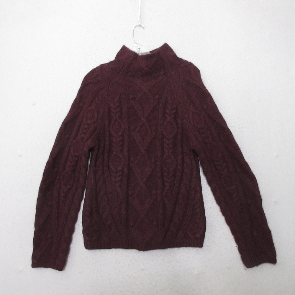 Vince Sweater S Alpaca Merino Wool Blend Cable Knit Mock Neck Quiet Luxury READ